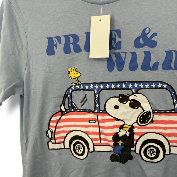 NEW Peanuts Snoopy T-Shirt XS Free & Wild Boho Patriot Graphic Top T - Picture 3 of 6